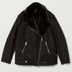 Faux fur lined biker jacket